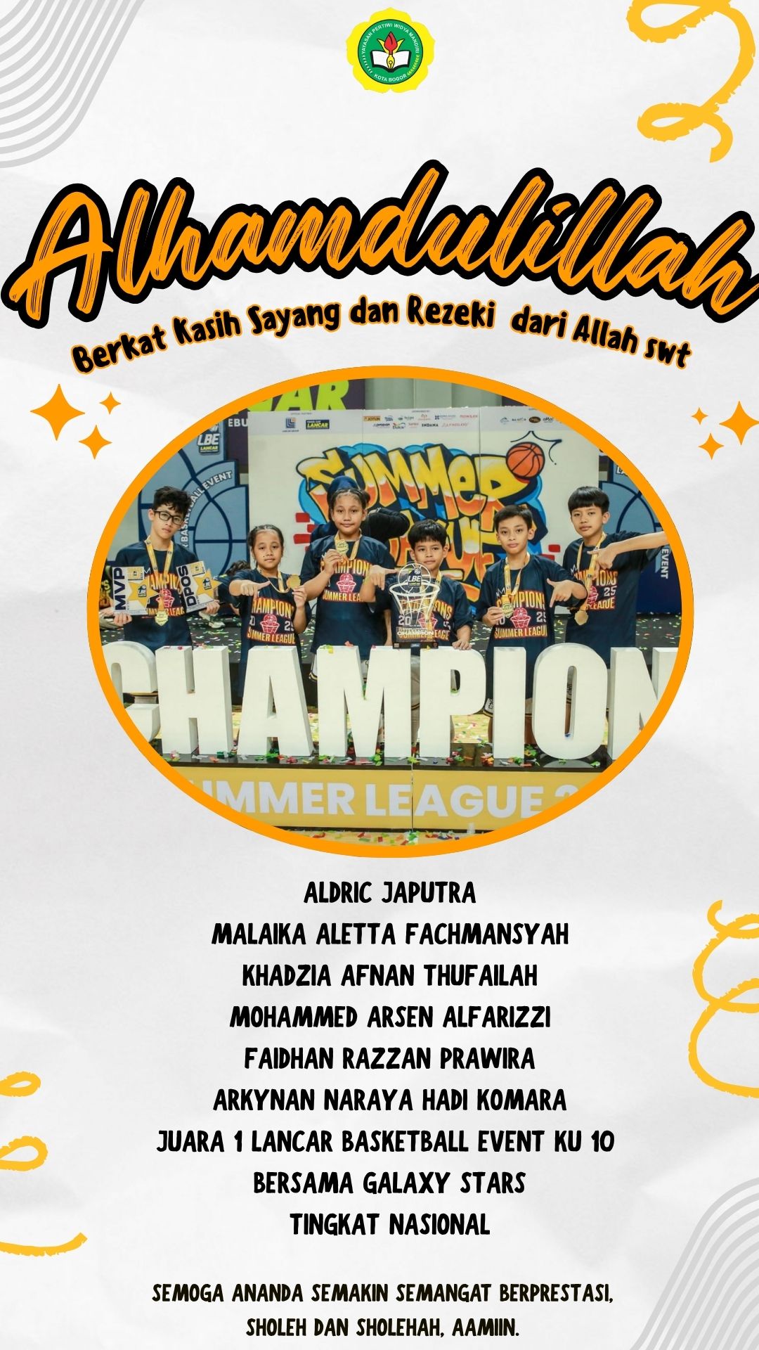 Juara 1 Basketball Event Ku-10 Bersama Galaxy Stars - Tingkat Nasional